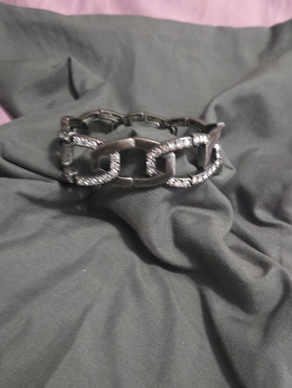 Touchstone Crystal Sparkling Silver-Link Bracelet